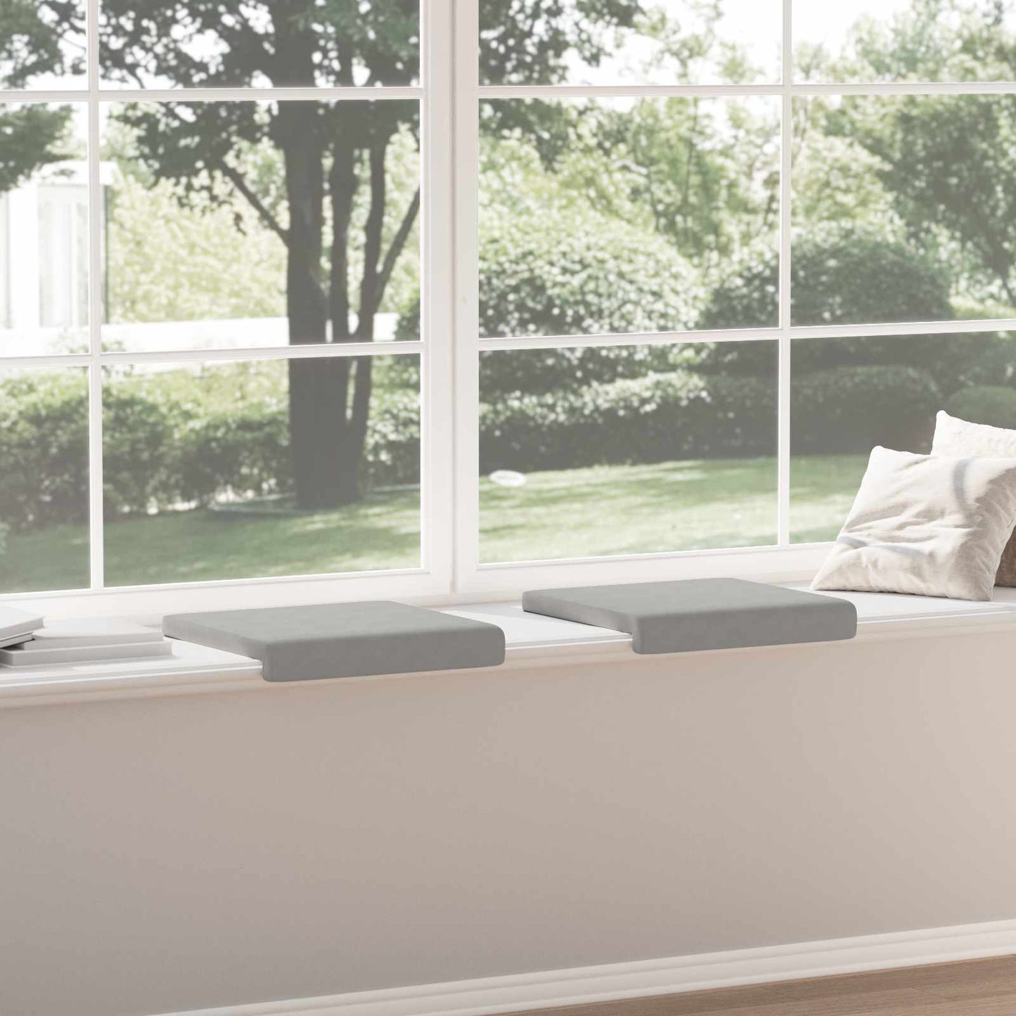 vidaXL Bench Cushion 2 pcs Microfiber Light Grey Depth 35 cm