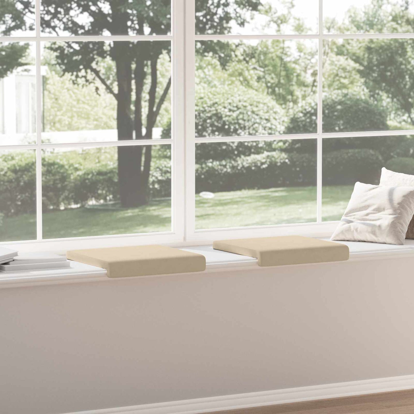 vidaXL Bench Cushion 2 pcs Microfiber Cream Depth 35 cm