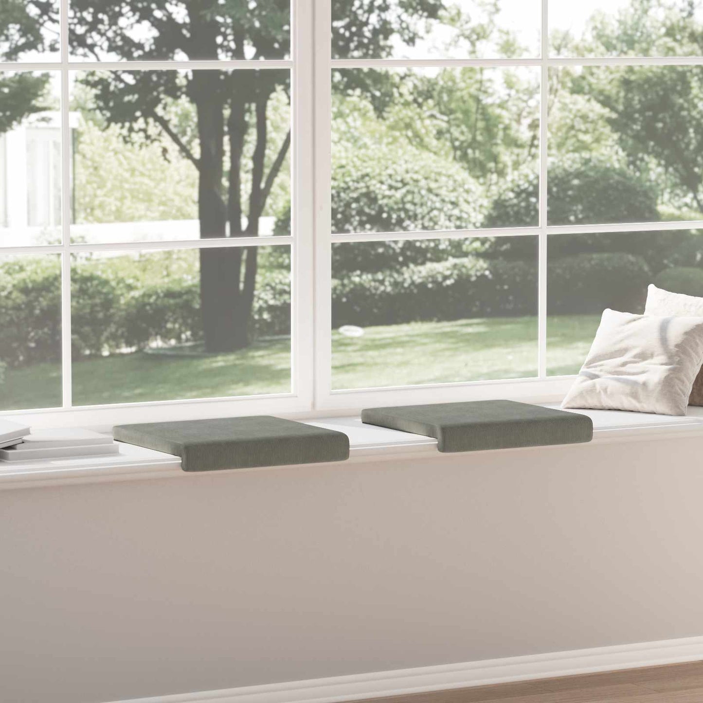 vidaXL Bench Cushion 2 pcs Corduroy Light Grey Depth 35 cm