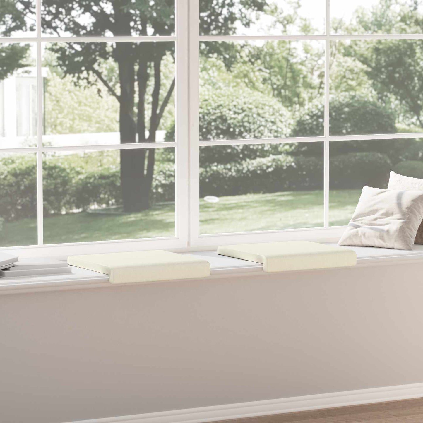 vidaXL Bench Cushion 2 pcs Corduroy Cream Depth 35 cm