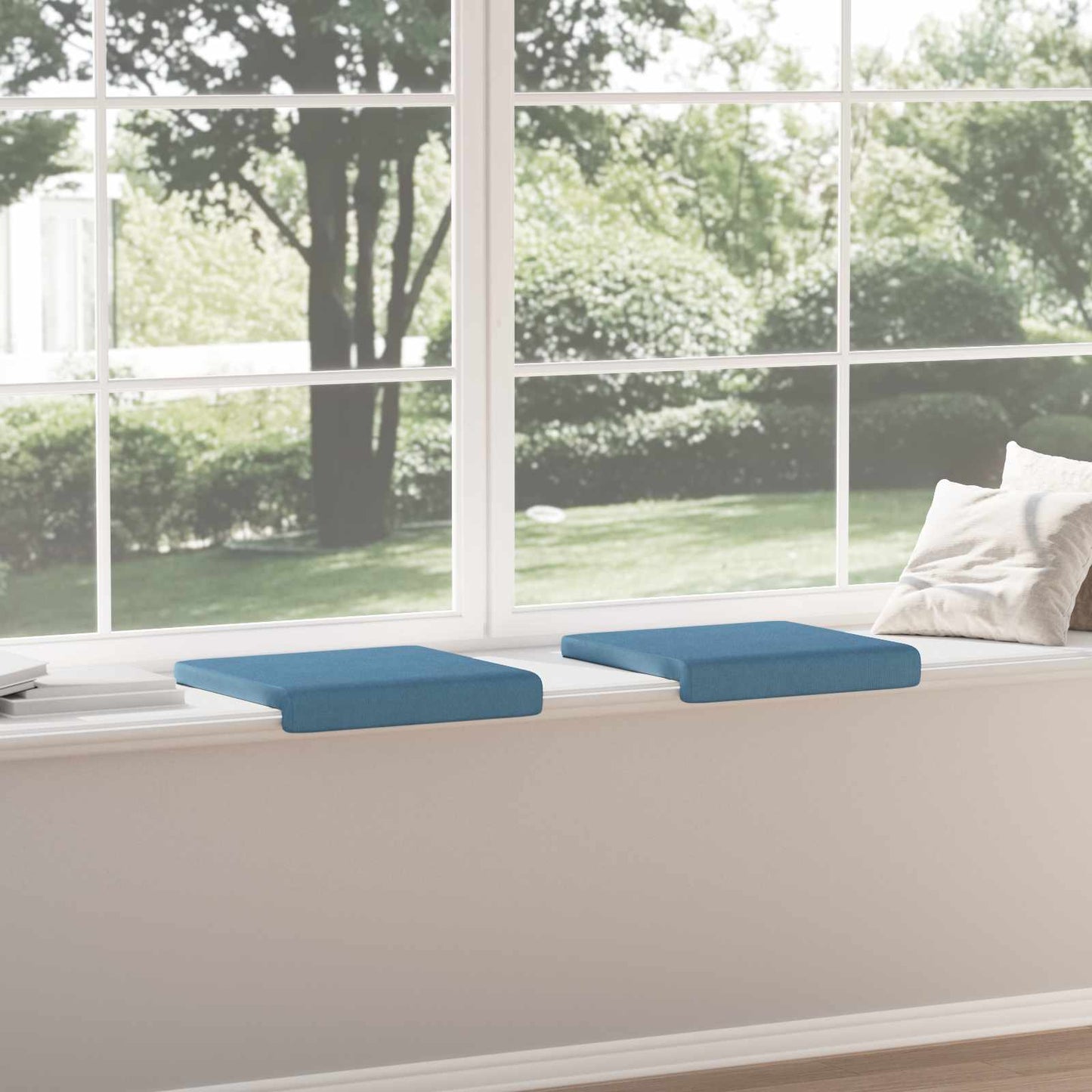 vidaXL Bench Cushion 2 pcs Corduroy Blue Depth 35 cm