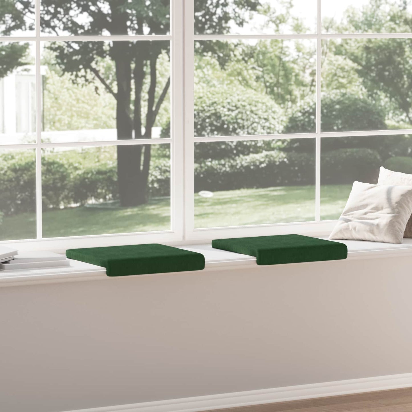 vidaXL Bench Cushion 2 pcs Corduroy Dark Green Depth 35 cm
