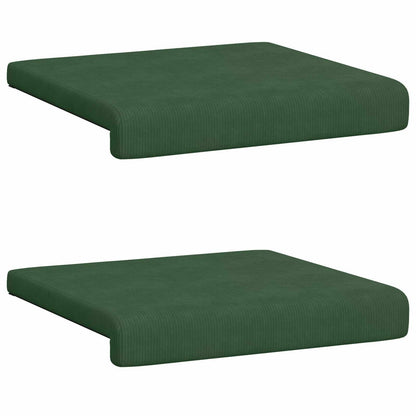 vidaXL Bench Cushion 2 pcs Corduroy Dark Green Depth 35 cm