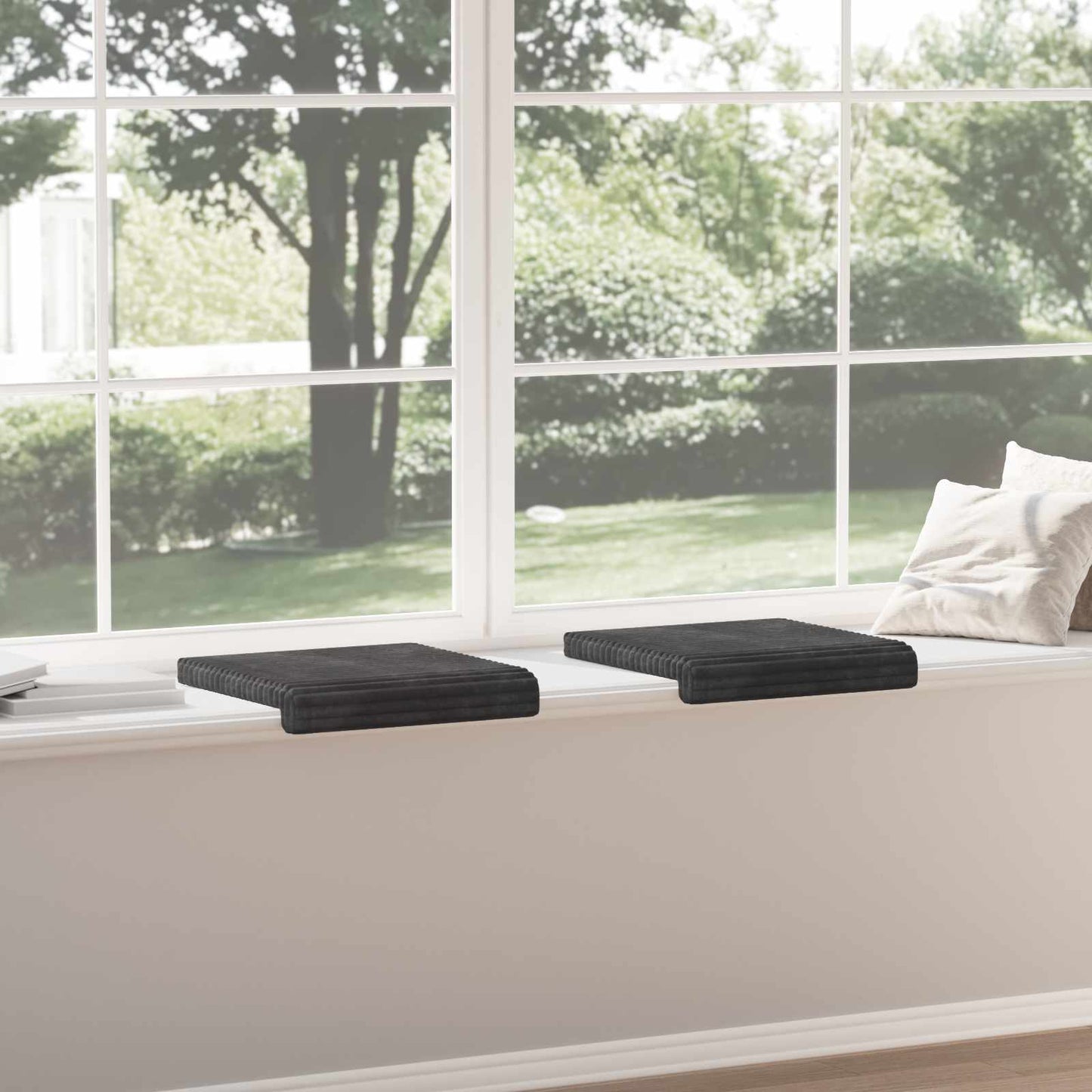 vidaXL Bench Cushion 2 pcs Plush Corduroy Dark Grey Depth 35 cm