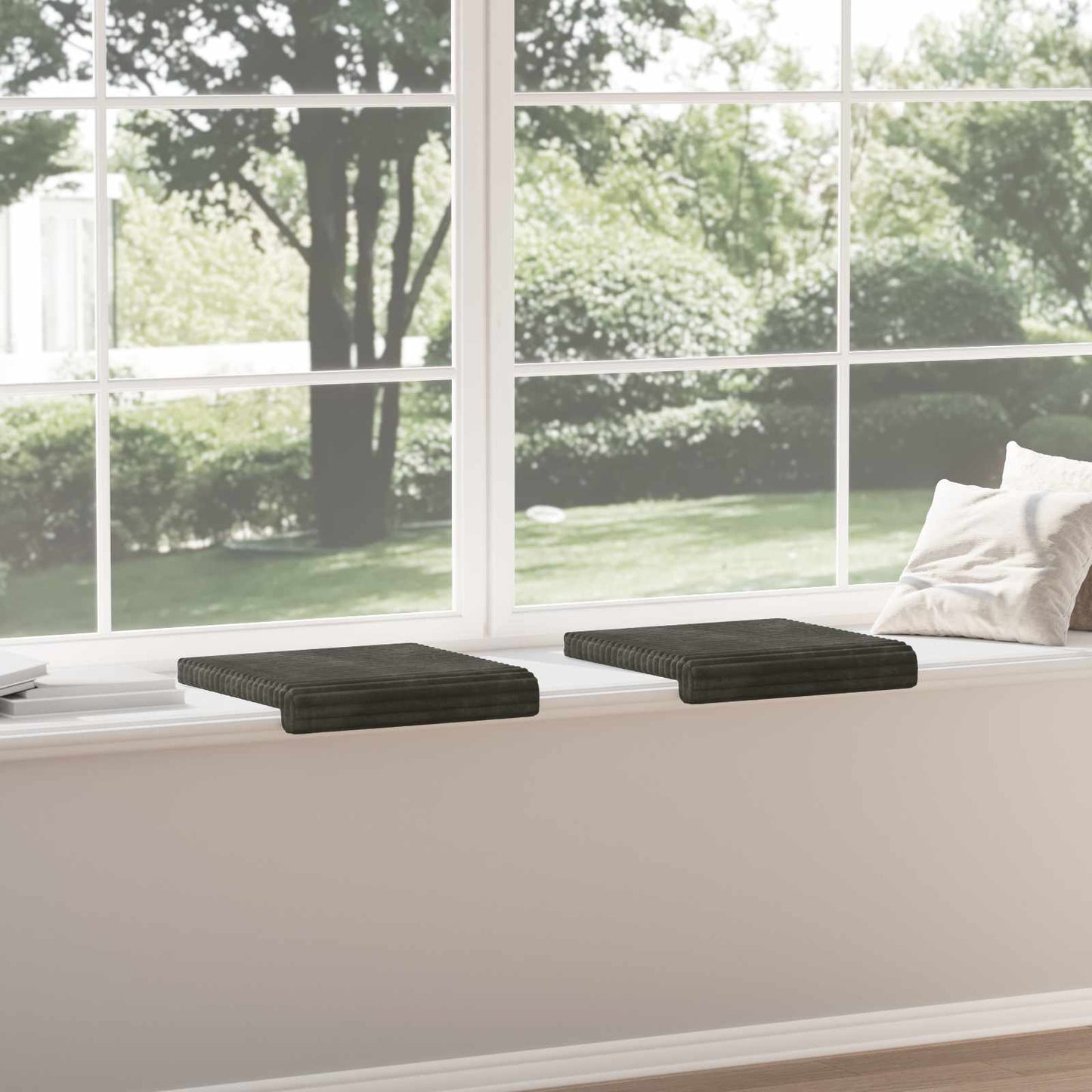 vidaXL Bench Cushion 2 pcs Plush Corduroy Anthracite Depth 35 cm