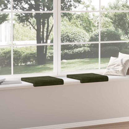 vidaXL Bench Cushion 2 pcs Plush Corduroy Green Depth 35 cm