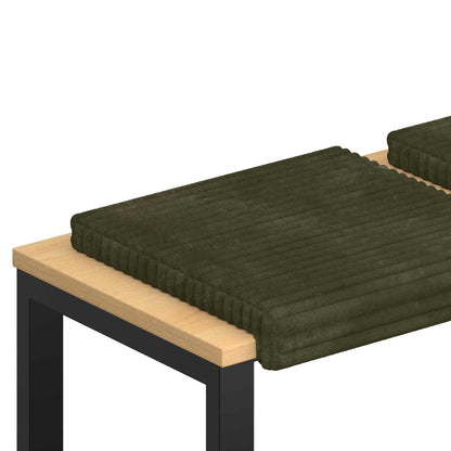 vidaXL Bench Cushion 2 pcs Plush Corduroy Green Depth 35 cm