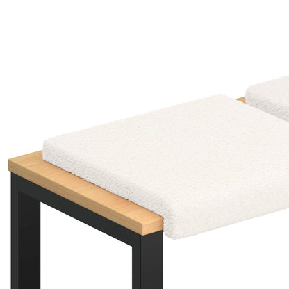 vidaXL Bench Cushion 2 pcs Sherpa Fabric Cream Depth 35 cm