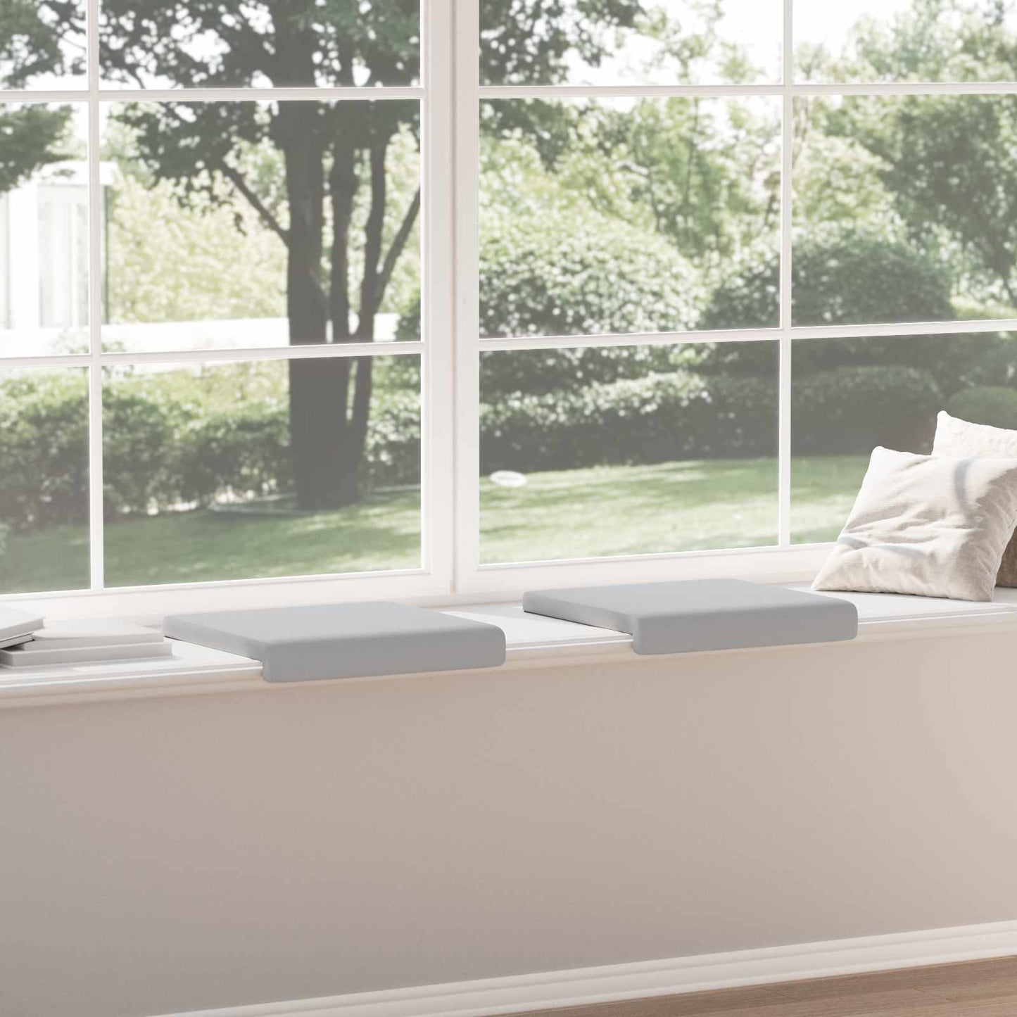 vidaXL Bench Cushion 2 pcs Textured Velvet Light Grey Depth 35 cm