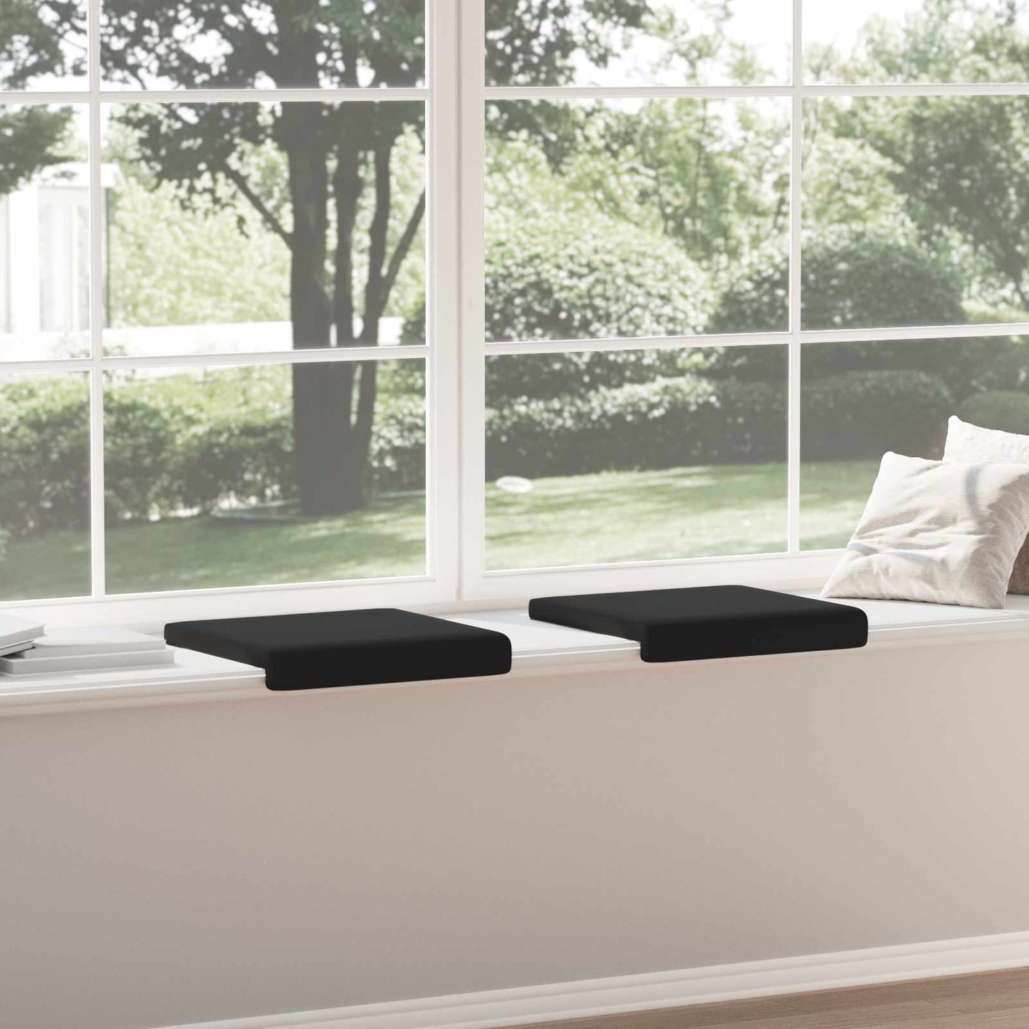vidaXL Bench Cushion 2 pcs Textured Velvet Black Depth 35 cm