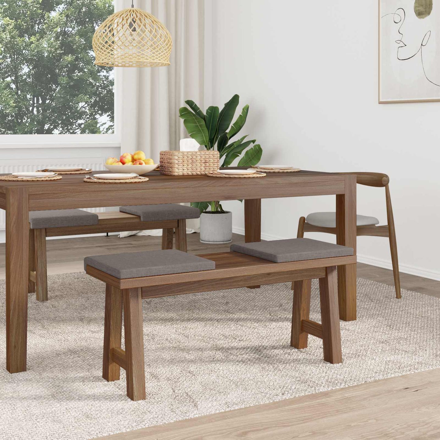 vidaXL Bench Cushion 4 pcs Fabric Taupe Depth 35 cm