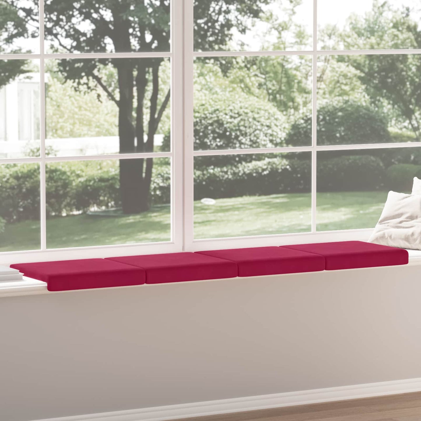 vidaXL Bench Cushion 4 pcs Velvet Wine Red Depth 35 cm
