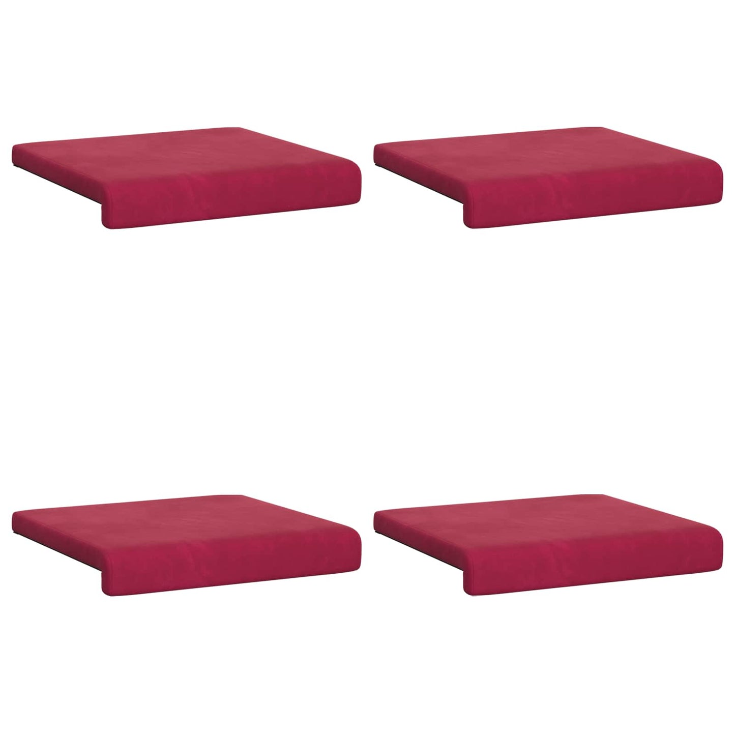 vidaXL Bench Cushion 4 pcs Velvet Wine Red Depth 35 cm
