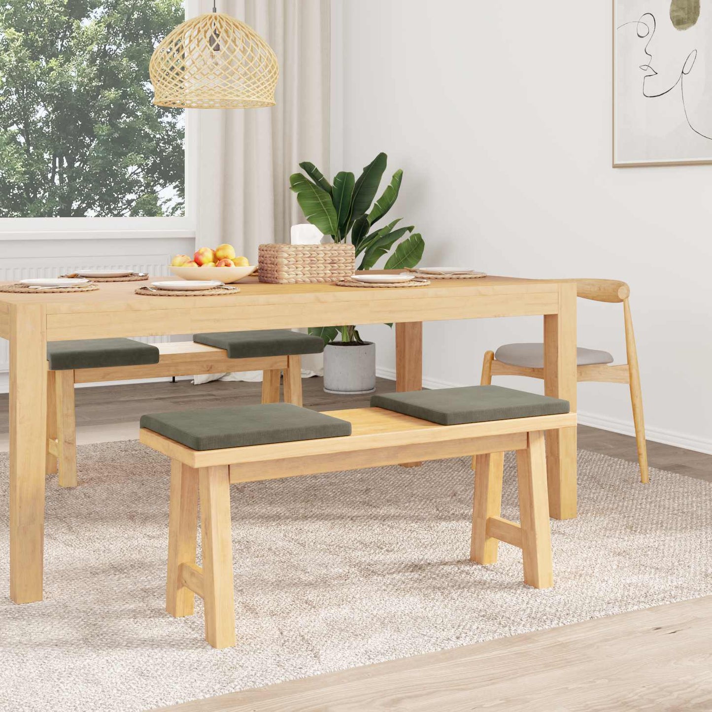 vidaXL Bench Cushion 4 pcs Corduroy Light Grey Depth 35 cm
