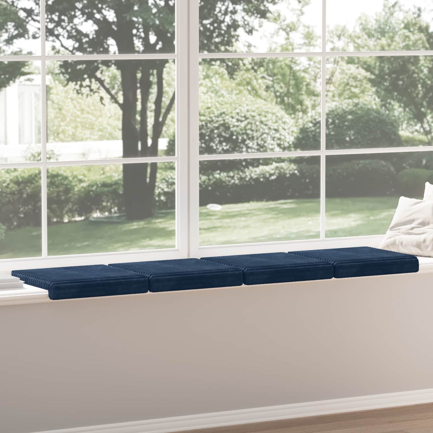 vidaXL Bench Cushion 4 pcs Plush Corduroy Navy Blue Depth 35 cm