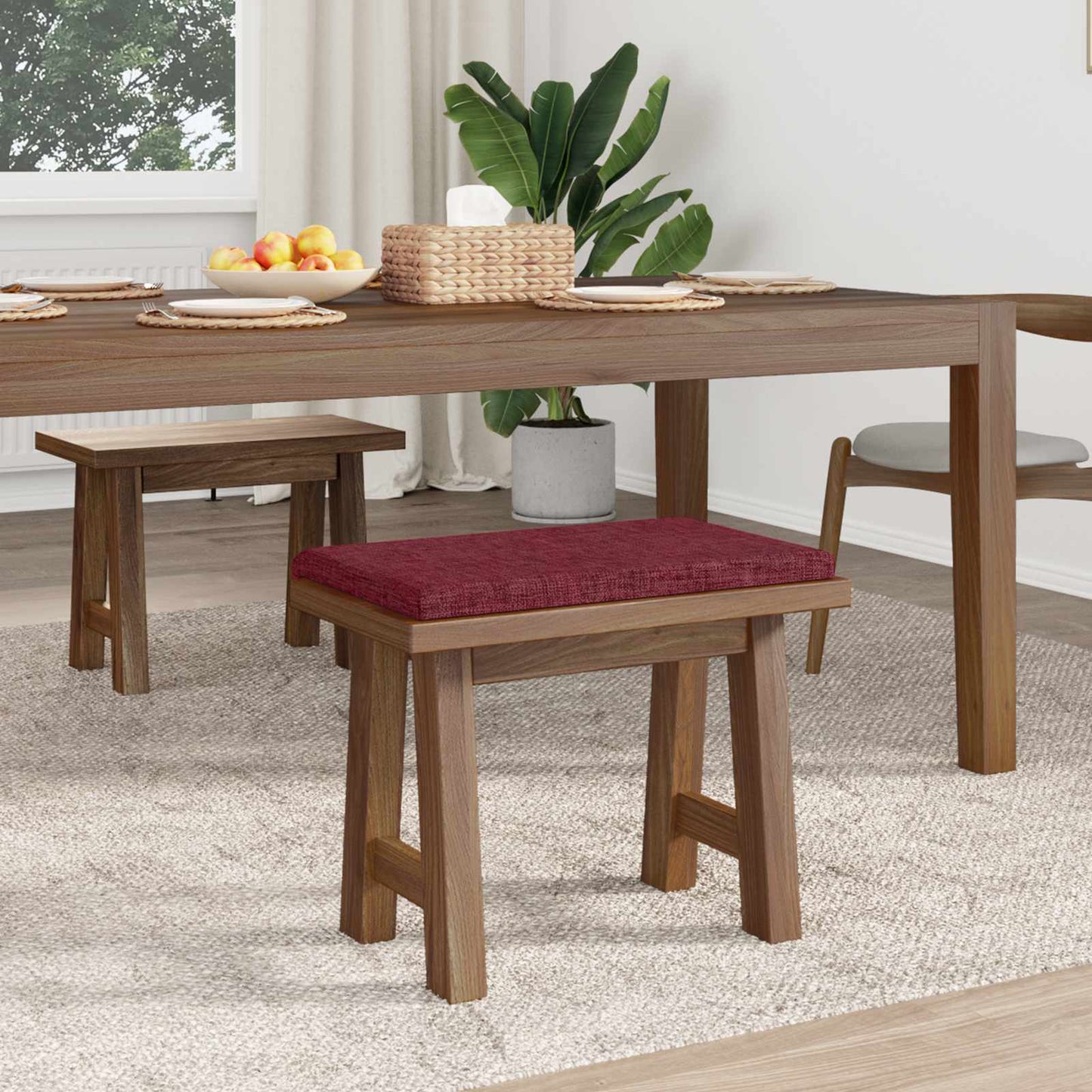 vidaXL Bench Cushion Fabric Wine Red Depth 35 cm
