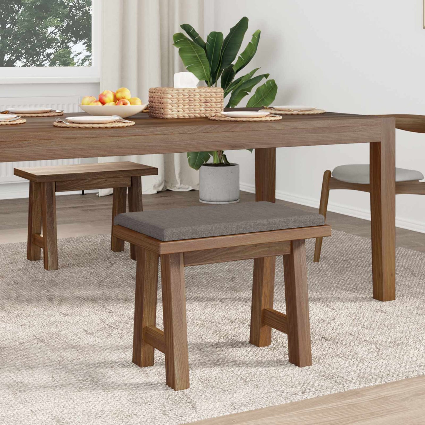 vidaXL Bench Cushion Fabric Taupe Depth 35 cm