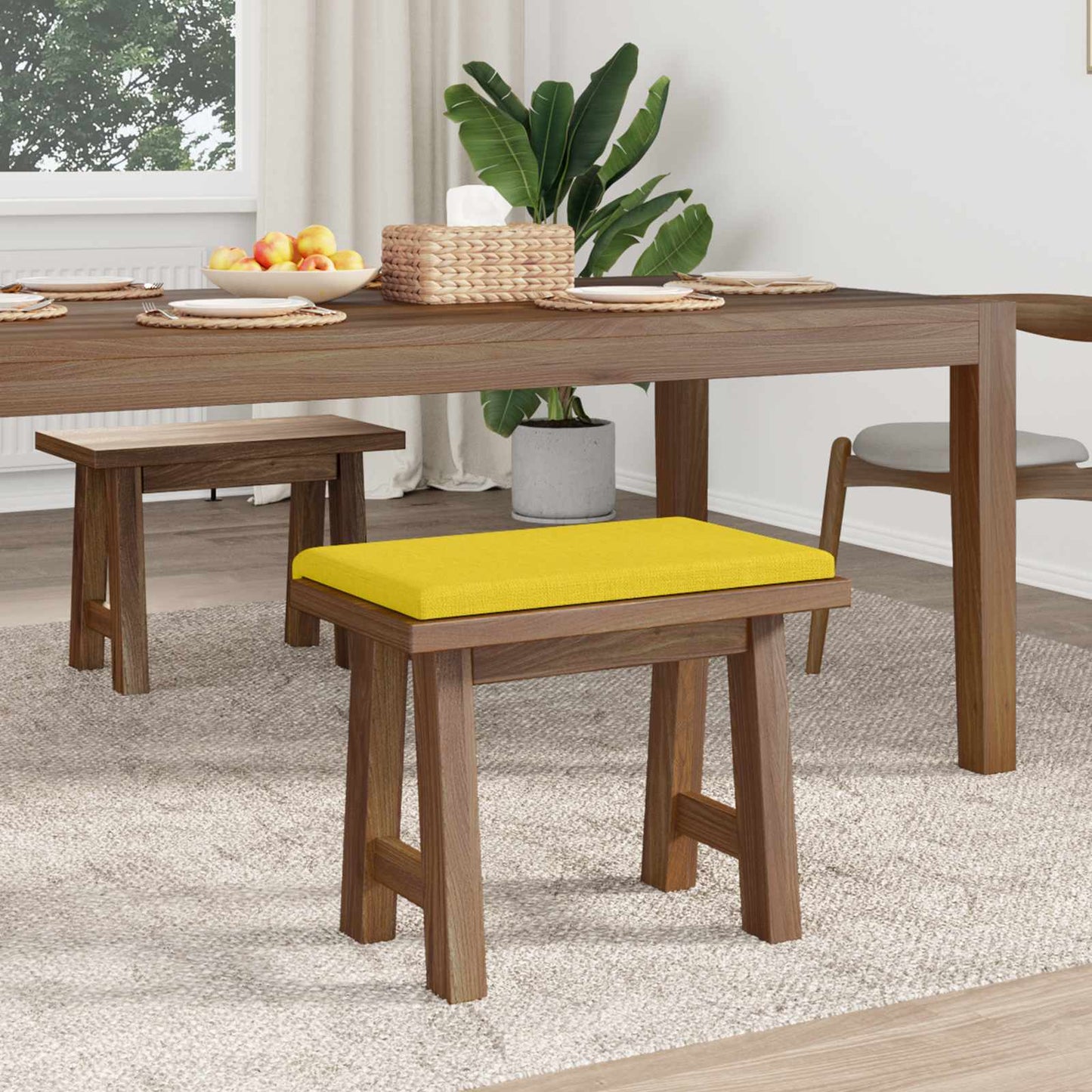 vidaXL Bench Cushion Fabric Light Yellow Depth 35 cm