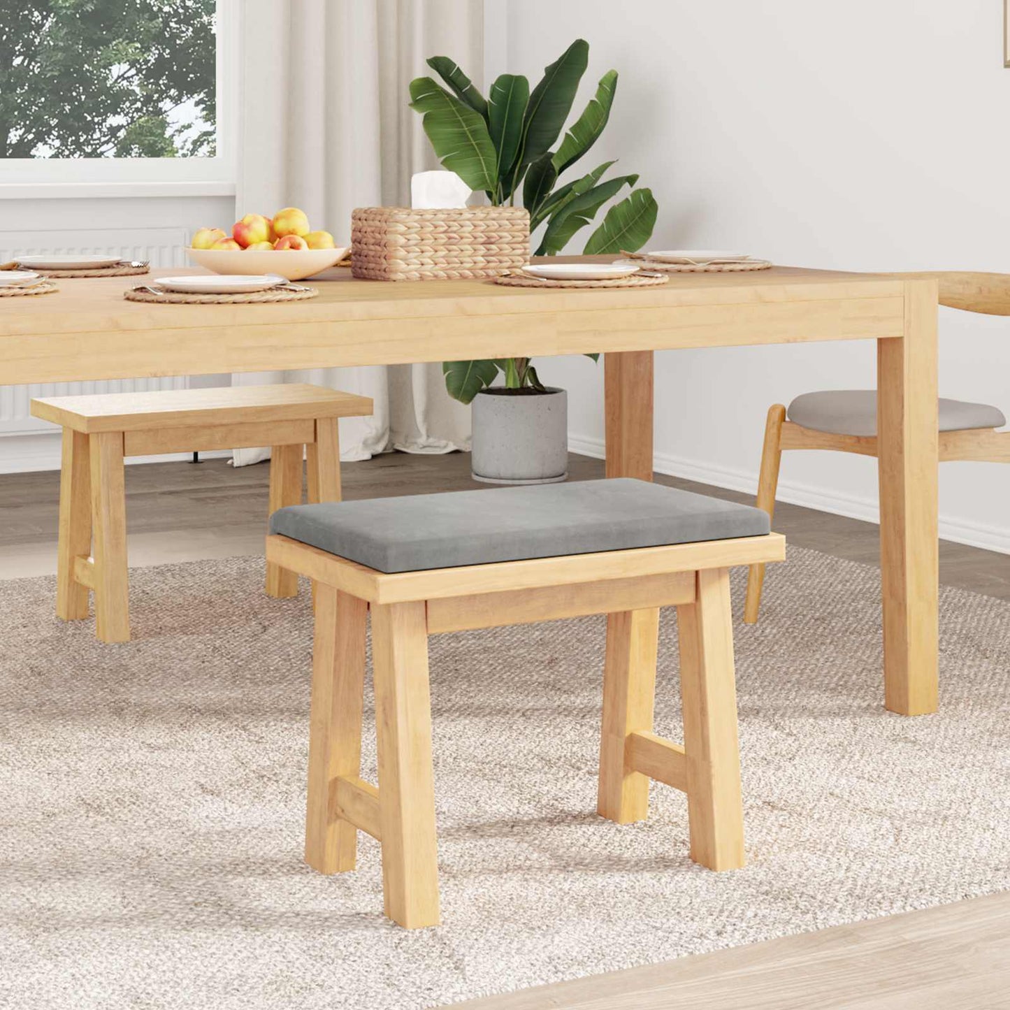 vidaXL Bench Cushion Velvet Light Grey Depth 35 cm