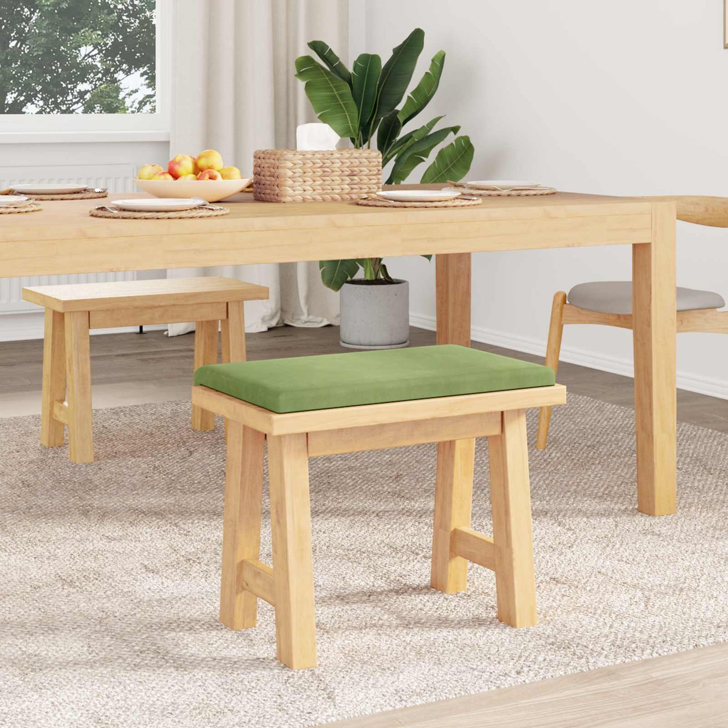 vidaXL Bench Cushion Velvet Light Green Depth 35 cm
