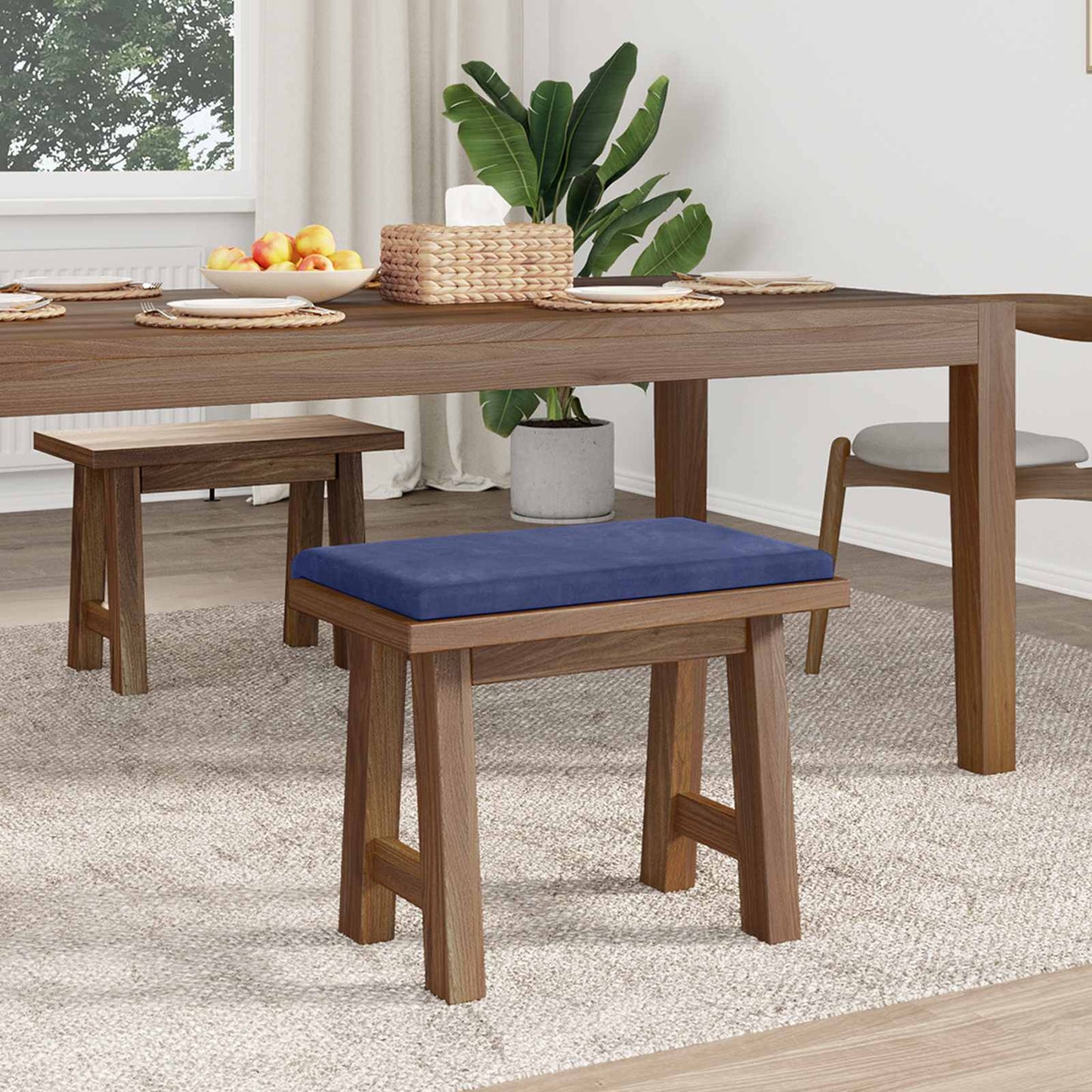 vidaXL Bench Cushion Velvet Police Blue Depth 35 cm
