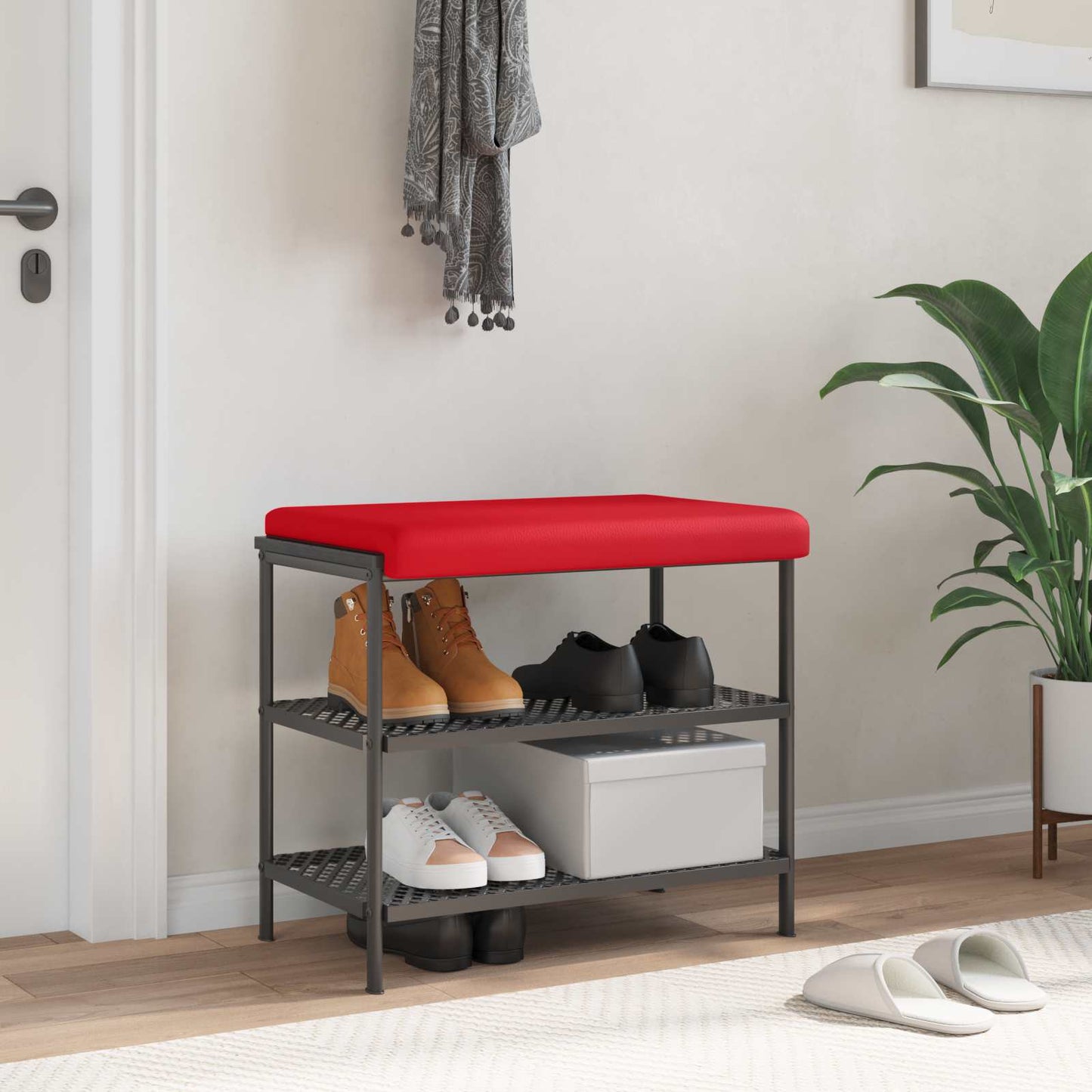 vidaXL Bench Cushion Faux Leather Red Depth 35 cm