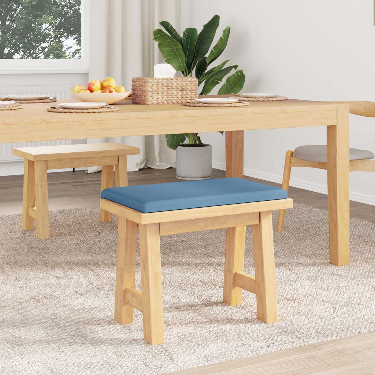 vidaXL Bench Cushion Corduroy Blue Depth 35 cm