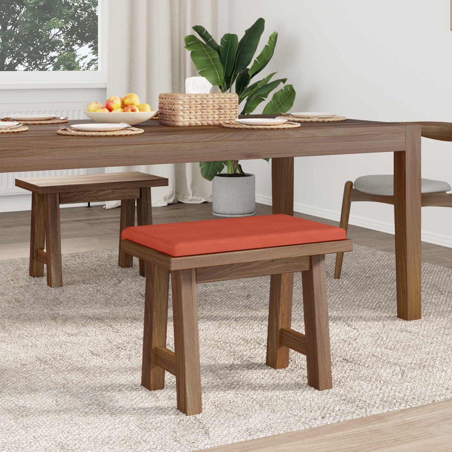 vidaXL Bench Cushion Corduroy Red Orange Depth 35 cm