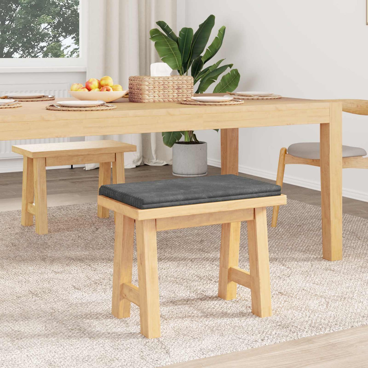 vidaXL Bench Cushion Plush Corduroy Light Grey Depth 35 cm