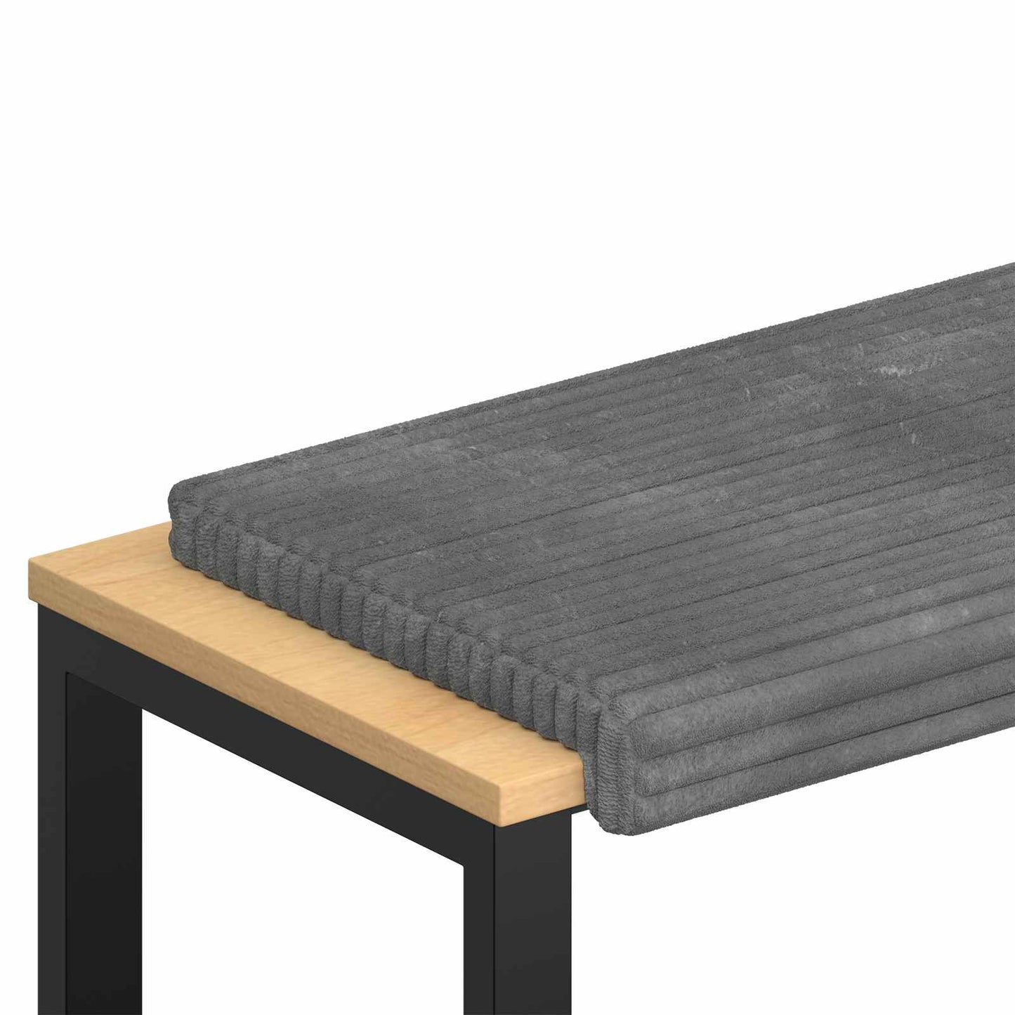 vidaXL Bench Cushion Plush Corduroy Light Grey Depth 35 cm