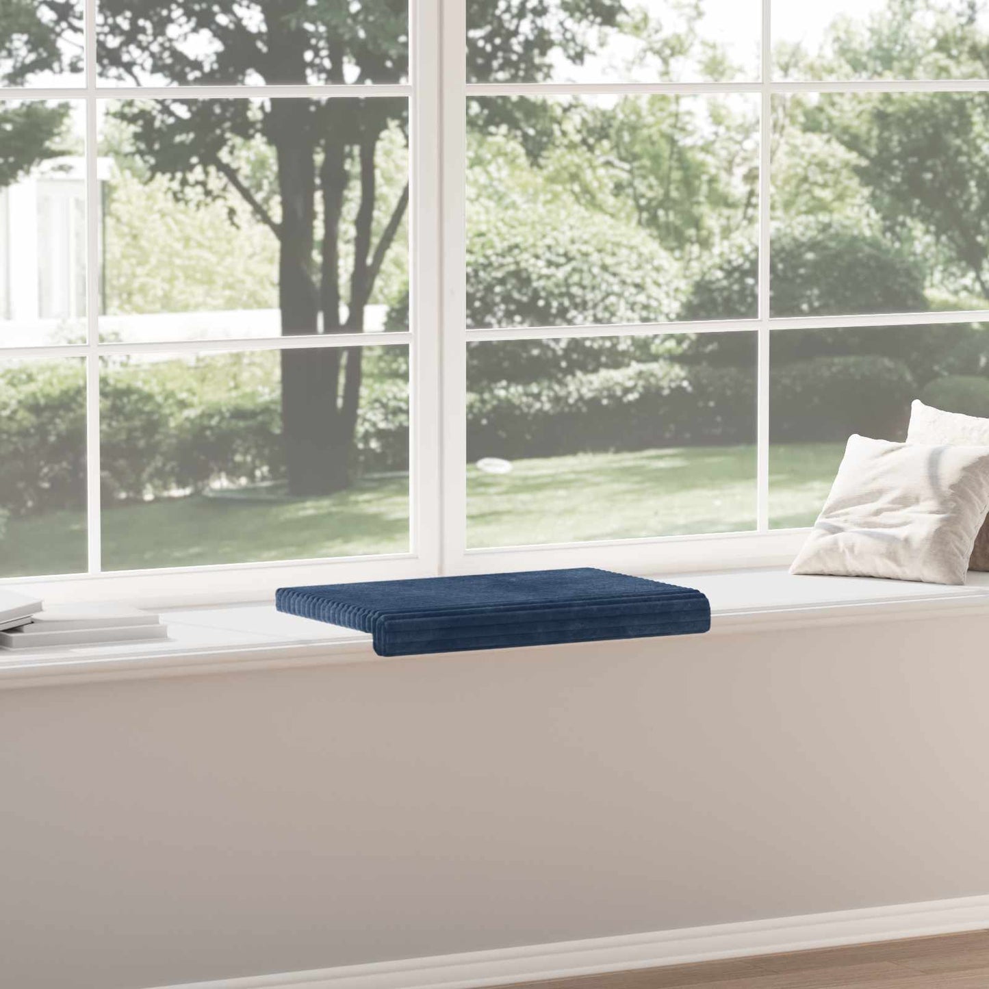 vidaXL Bench Cushion Plush Corduroy Navy Blue Depth 35 cm