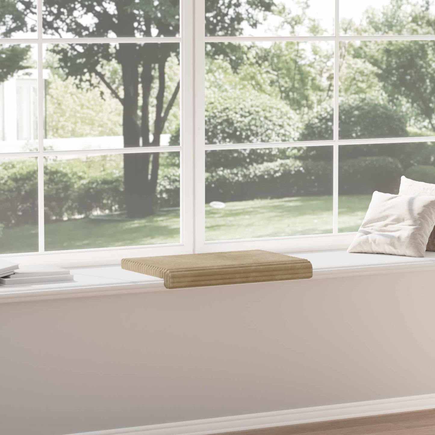 vidaXL Bench Cushion Plush Corduroy Taupe Depth 35 cm