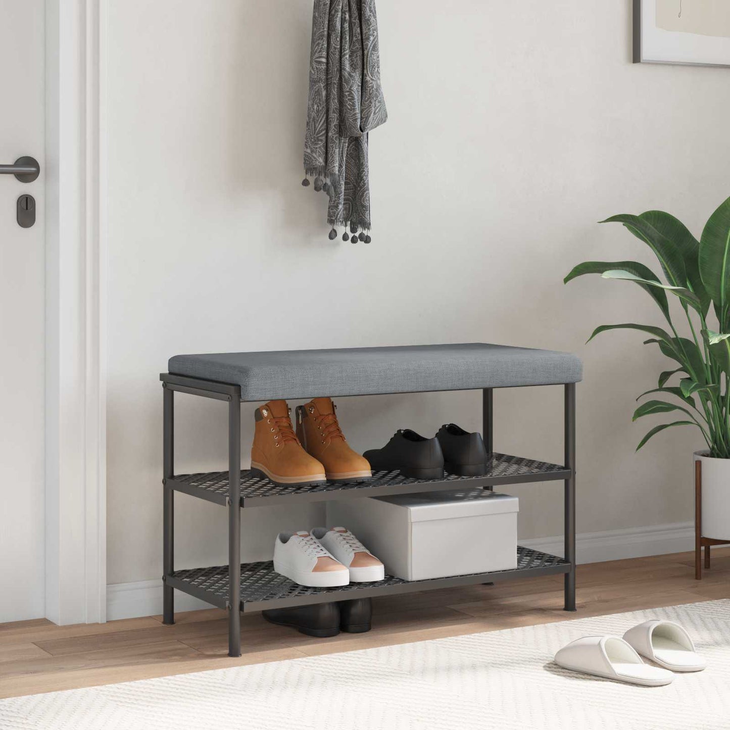 vidaXL Bench Cushion Fabric Light Grey Depth 35 cm