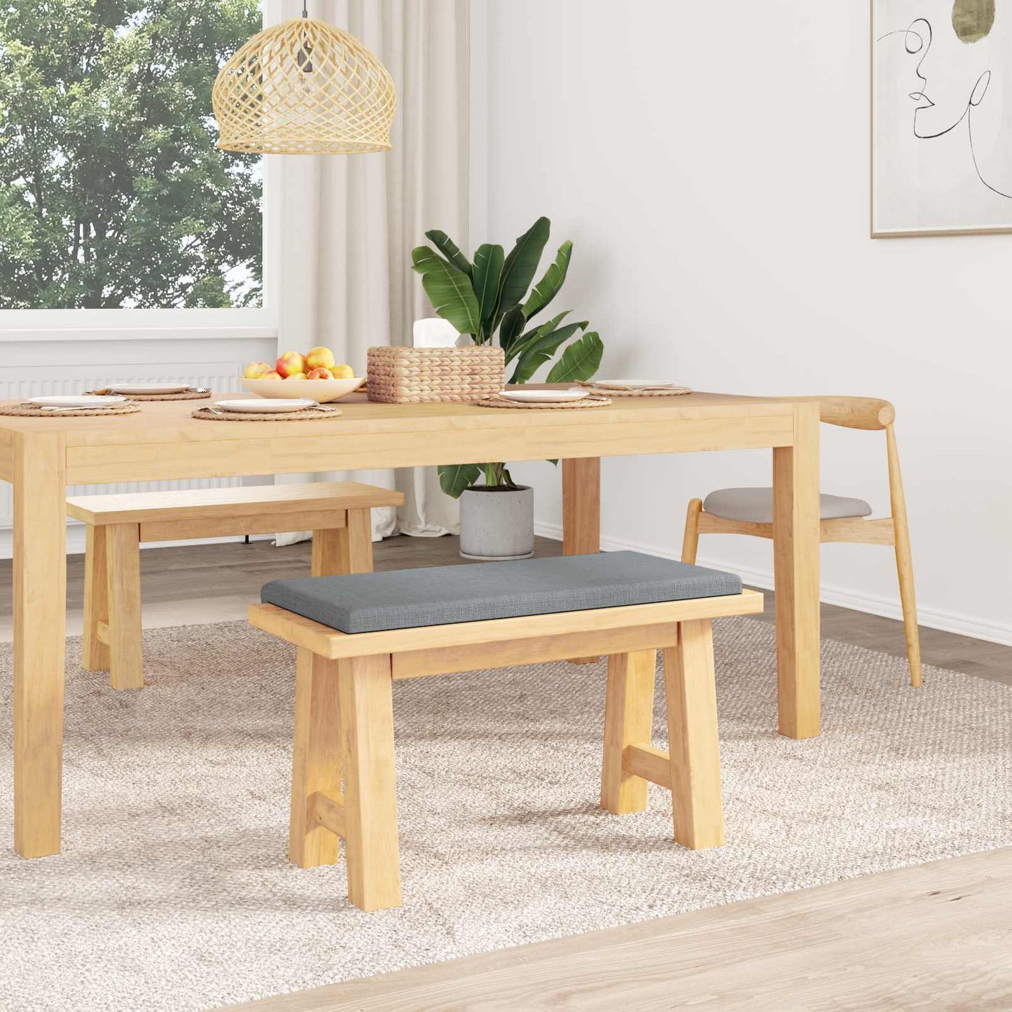 vidaXL Bench Cushion Fabric Light Grey Depth 35 cm