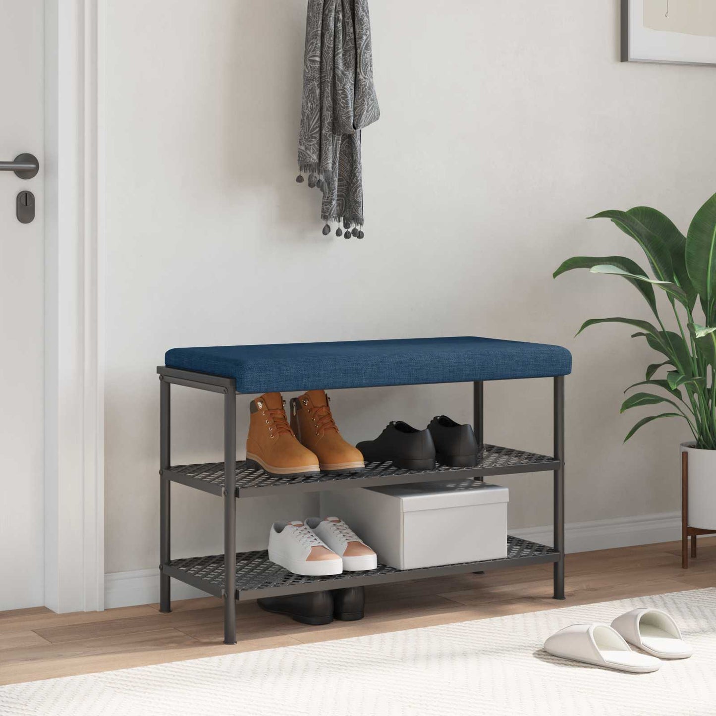 vidaXL Bench Cushion Fabric Blue Depth 35 cm