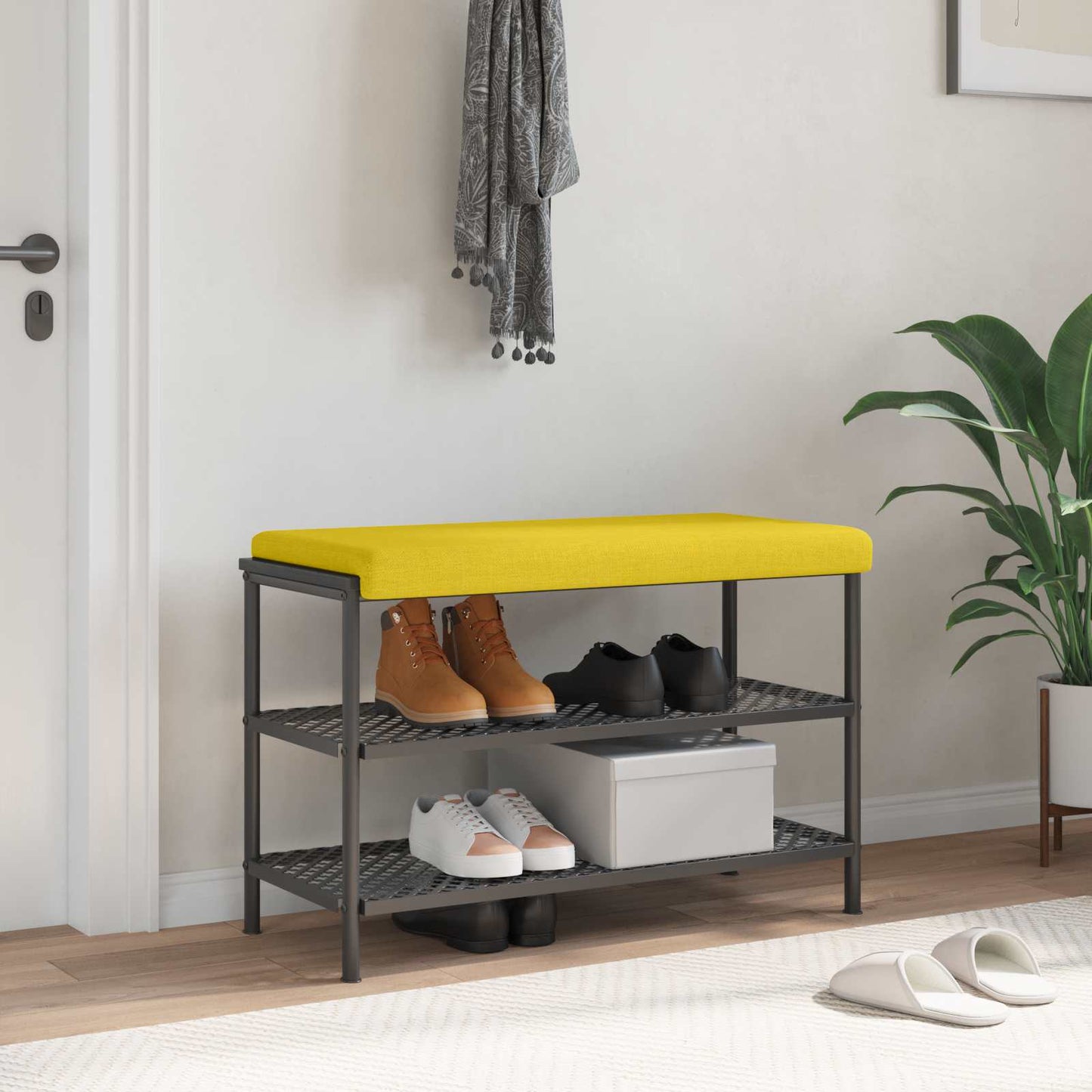 vidaXL Bench Cushion Fabric Light Yellow Depth 35 cm