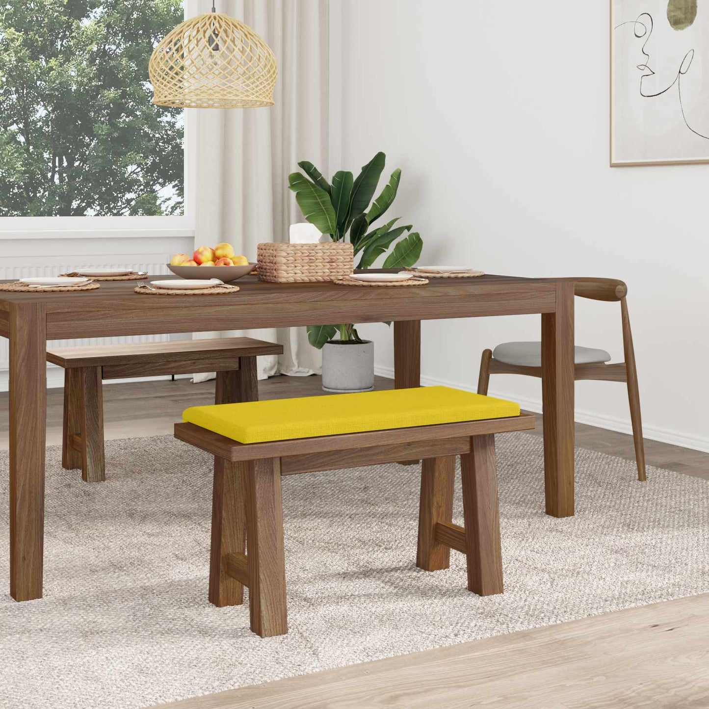 vidaXL Bench Cushion Fabric Light Yellow Depth 35 cm