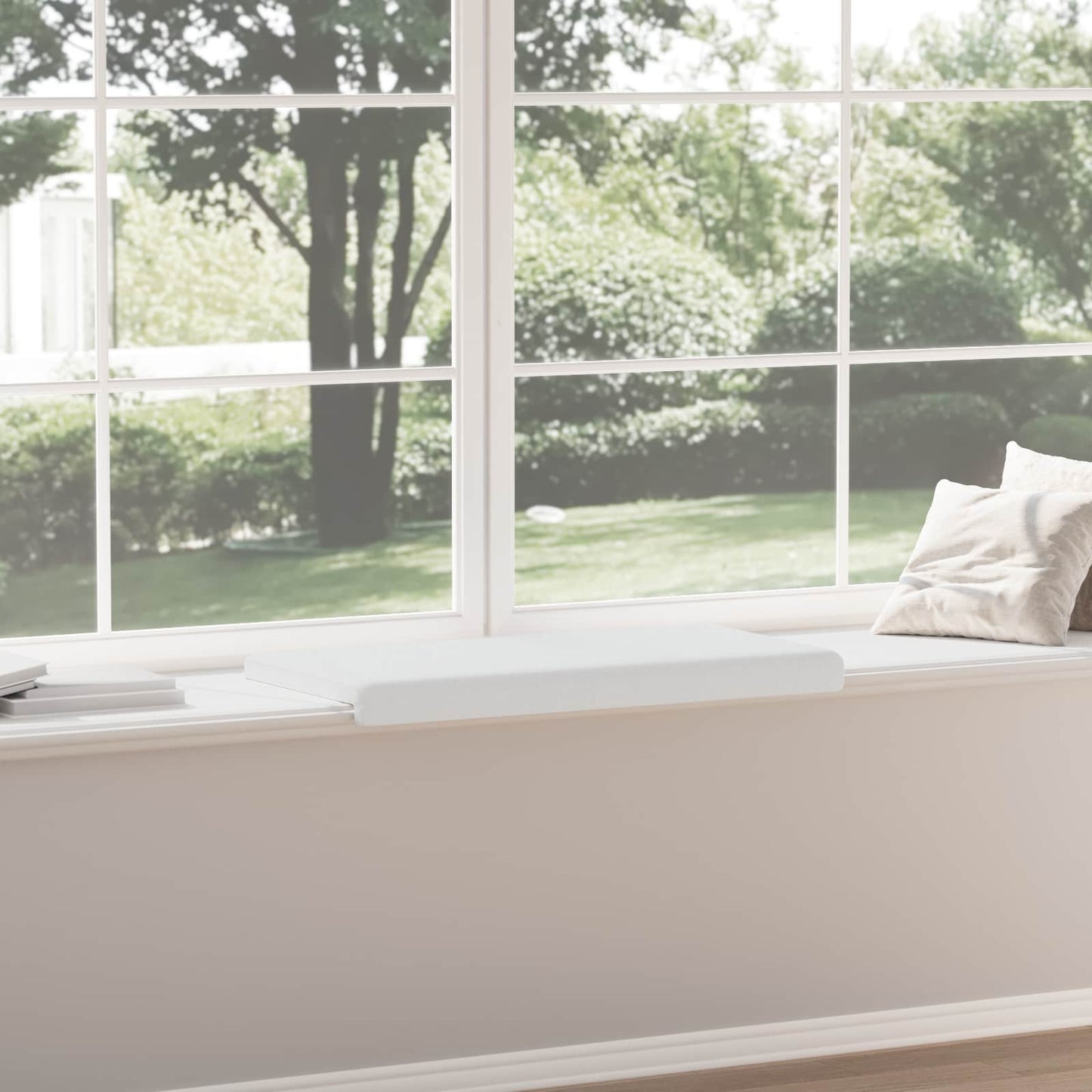 vidaXL Bench Cushion Fabric White Depth 35 cm