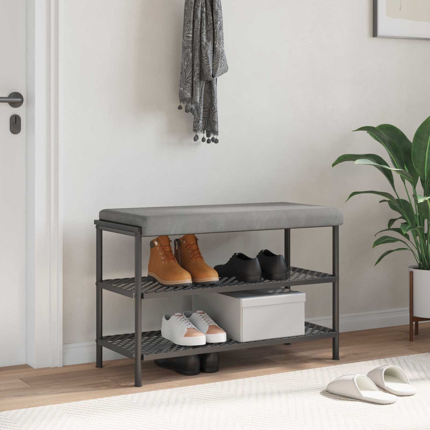 vidaXL Bench Cushion Velvet Light Grey Depth 35 cm