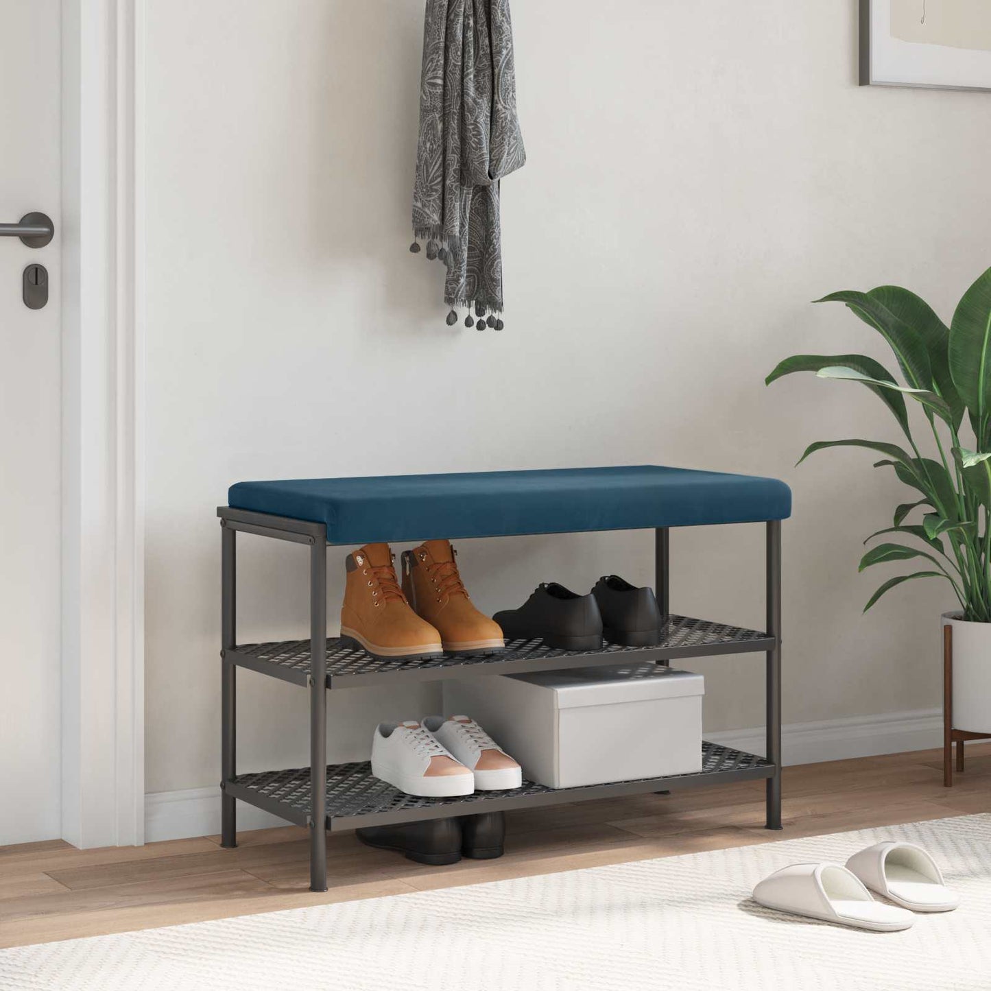 vidaXL Bench Cushion Velvet Blue Depth 35 cm