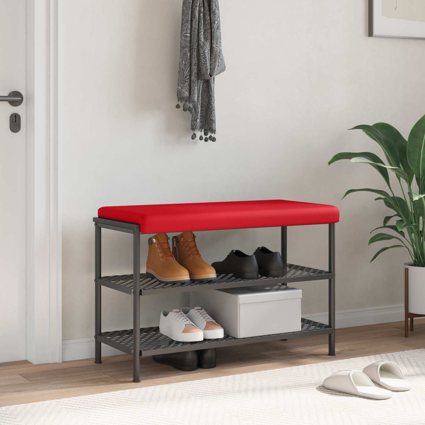 vidaXL Bench Cushion Faux Leather Red Depth 35 cm
