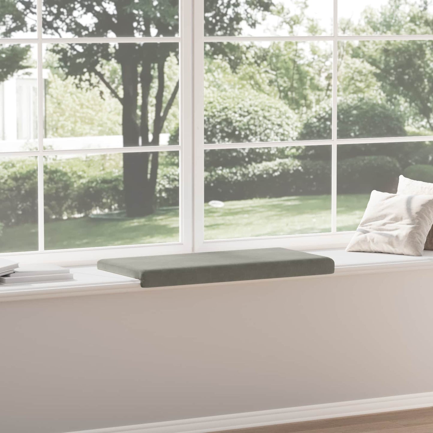 vidaXL Bench Cushion Corduroy Light Grey Depth 35 cm