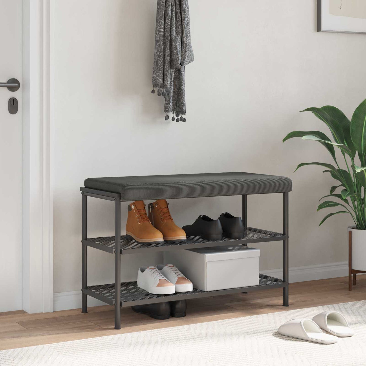vidaXL Bench Cushion Corduroy Dark Grey Depth 35 cm
