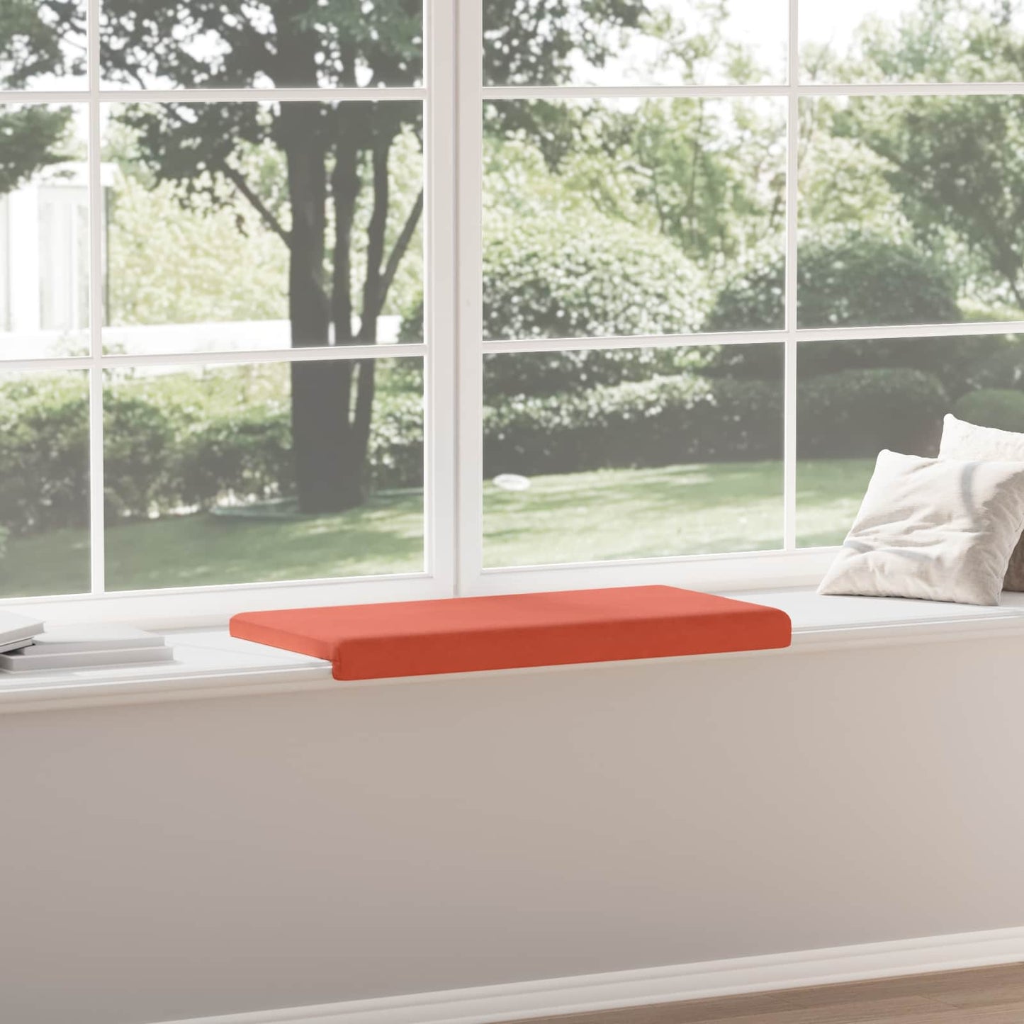 vidaXL Bench Cushion Corduroy Red Orange Depth 35 cm