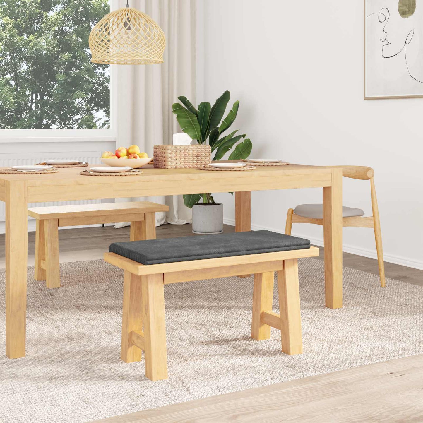 vidaXL Bench Cushion Plush Corduroy Light Grey Depth 35 cm