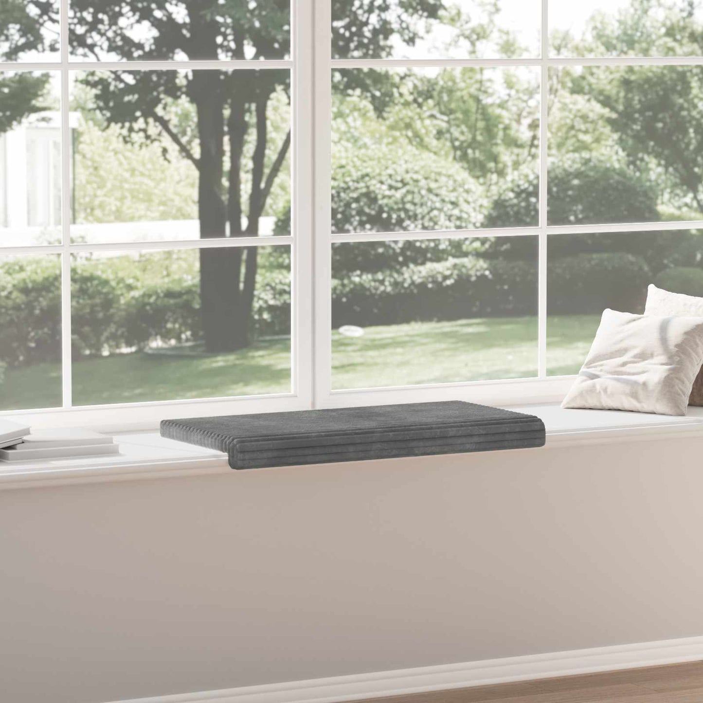 vidaXL Bench Cushion Plush Corduroy Light Grey Depth 35 cm