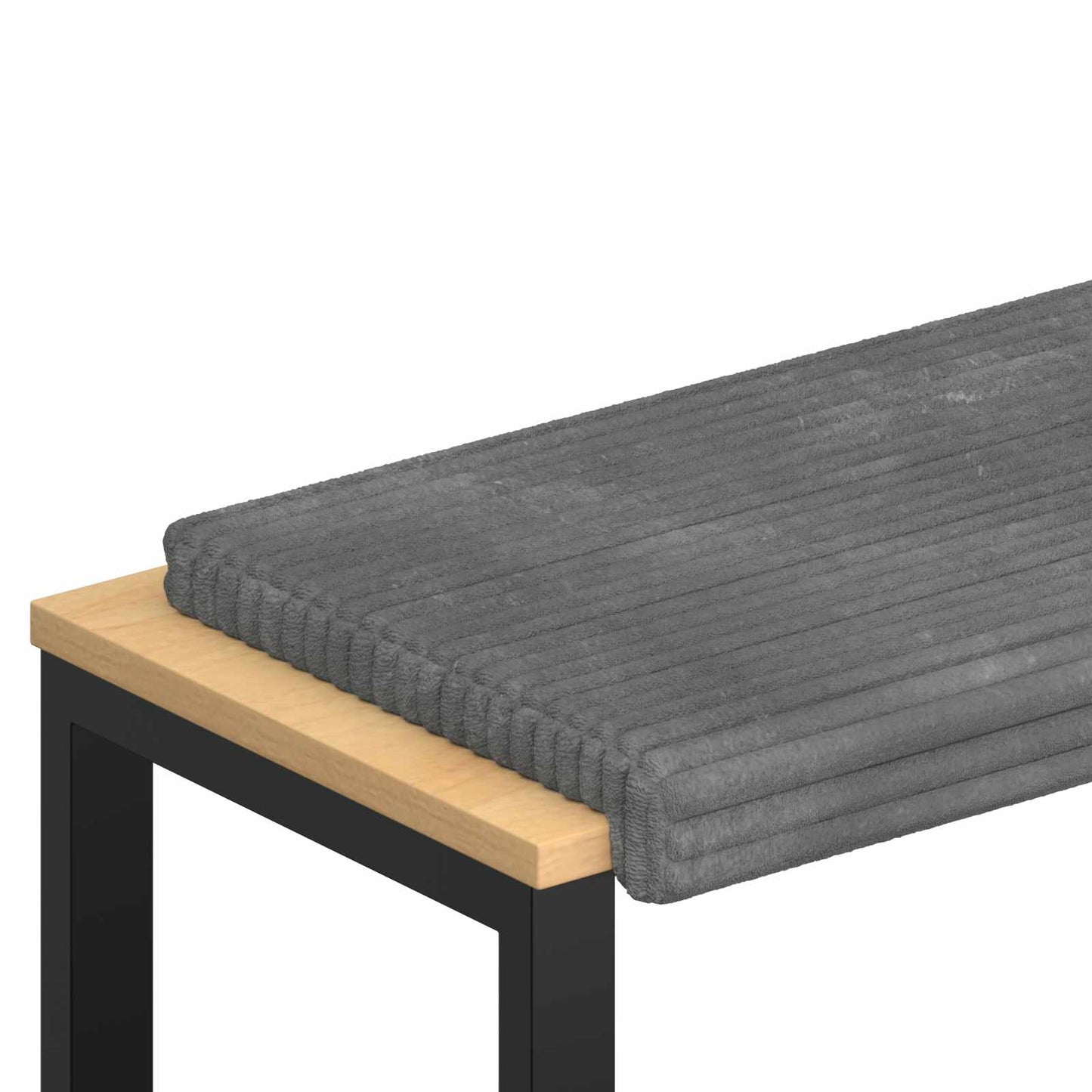 vidaXL Bench Cushion Plush Corduroy Light Grey Depth 35 cm