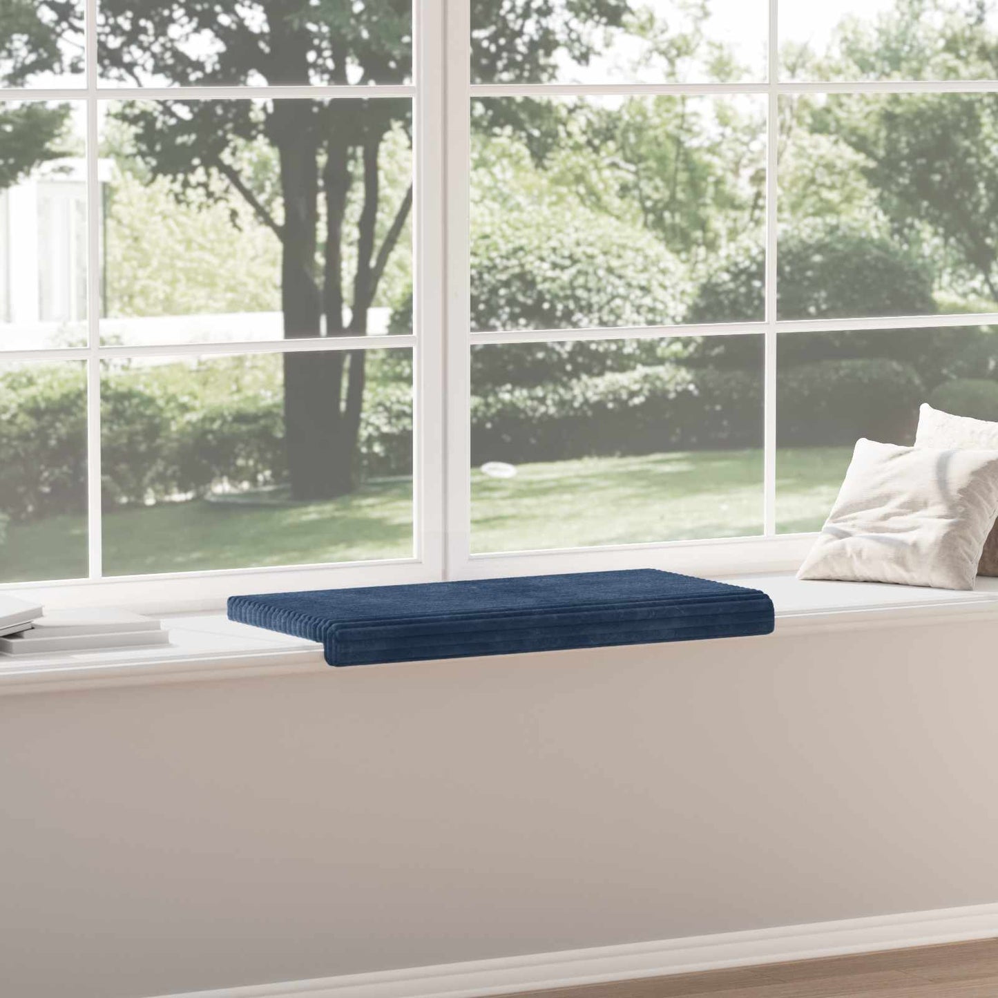 vidaXL Bench Cushion Plush Corduroy Navy Blue Depth 35 cm