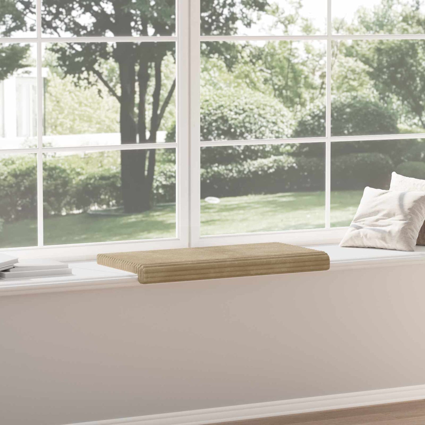 vidaXL Bench Cushion Plush Corduroy Taupe Depth 35 cm