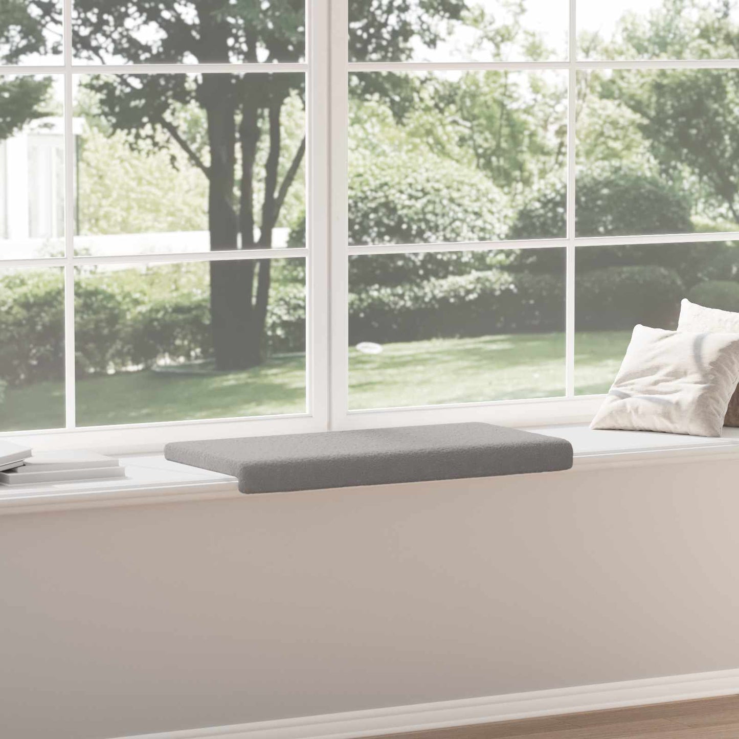 vidaXL Bench Cushion Sherpa Fabric Light Grey Depth 35 cm